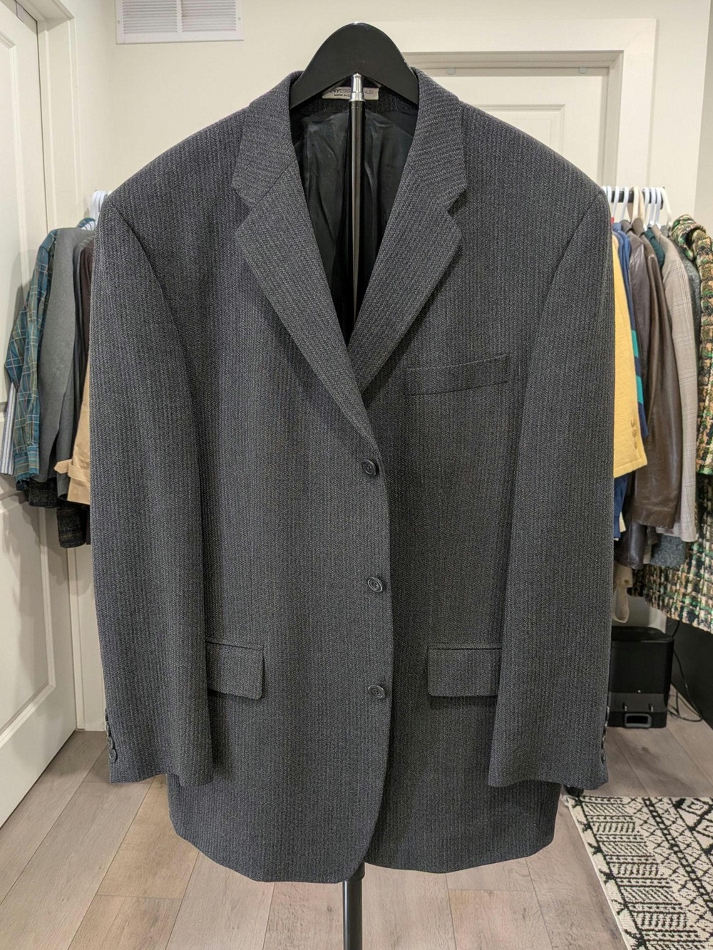 Vintage DKNY Essentials Grey Lambswool Blazer Made in Canada Men's 44R